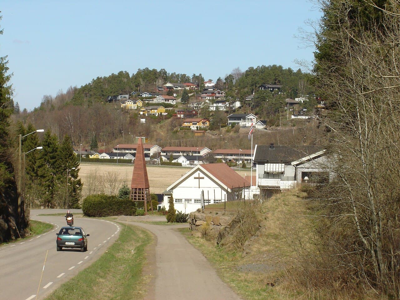 Vei og bebyggelse i Melsomvik i Vestfold
